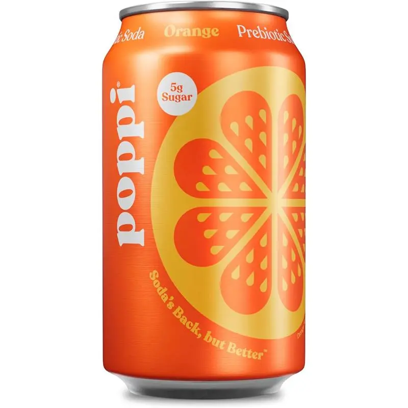 Poppi Sparkling Prebiotic Soda Beverage with Apple Cider Vinegar, Seltzer Water and Fruit Juice, Orange Flavor, 12 Fl Oz, 1 Count, Packaging May Vary