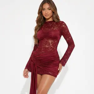 Wine Red Lace Dress