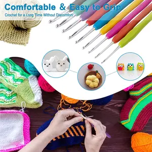 23 PCS Crochet Hooks, Ergonomic Handle Crochet Hooks Set for Arthritic Hands