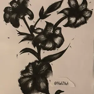 Flower Drawing made in black marker