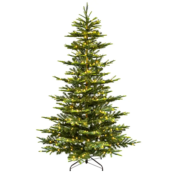 ClouFairy 5ft Pre-Lit Christmas Tree with 200 LED Lights, Prelit Trees Premium Fir Artificial Holiday Decor Xmas Tree w/502 Branch Tips Quick-Assembly Hinged Design Green Sturdy Metal Stand