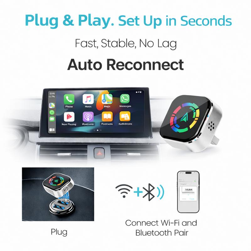 2026 Wireless CarPlay Adapter for iPhone & Android – Plug & Play, Fast Auto-Reconnect, No Delay 2026 Wireless CarPlay Adapter for iPhone & Android – Plug & Play, Fast Auto-Reconnect, No Delay