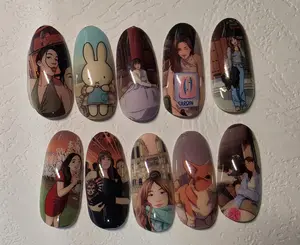 Custom Photo Press-On False Nails, Personalized UV-Printed Portraits (Pet, Family) 1