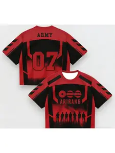 ARIRANG jersey Kpop member name JIN92 T-shirt red and black concert casual breathable fan sports shirt Gym Tees