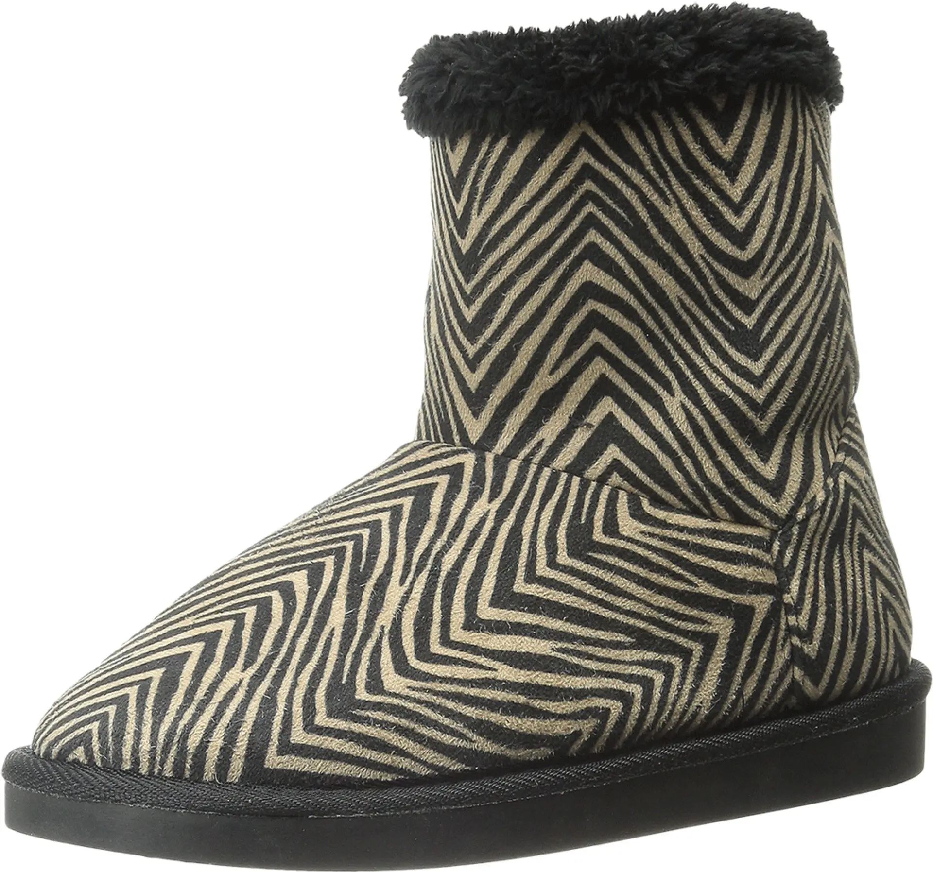 Vera Bradley Women's Cozy Zebra Slip-On Bootie Slippers - SM (US Women's 5-6) M Shoe, 2-in Low Heel (1-3 cm), Soft Fabric, Casual, Chic, Durable, for Indoor Bedroom Walking, Design, Footwear, Walking Shoes