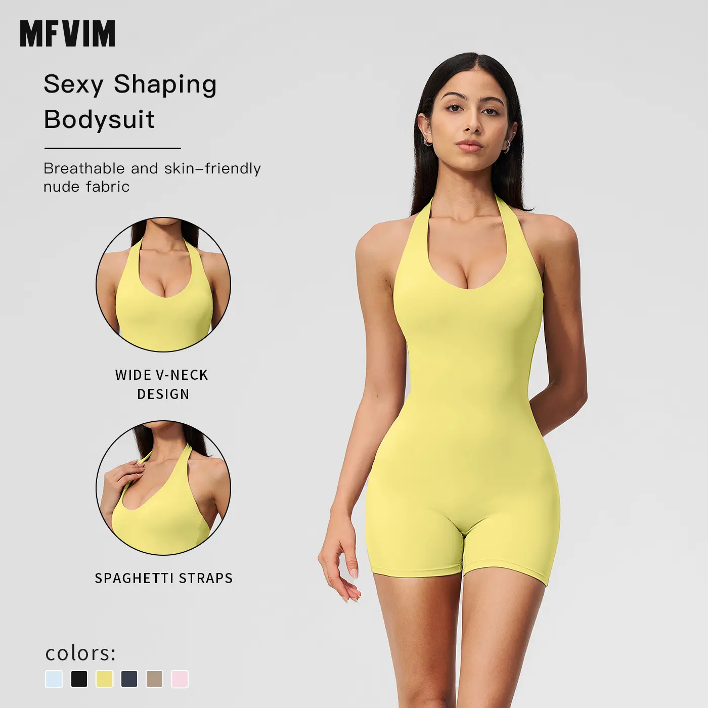 MFVIM Women’s European-American V-Neck Backless Halter Romper Jumpsuit, Slim-Fit Shorts, Butt-Lifting Fitness Yoga Outfit for Women, Jumpsuits For Women