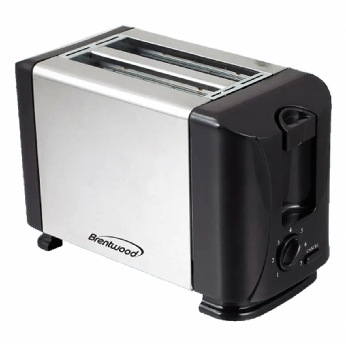 212 MAIN 2-Slice Toaster (Brentwood TS-280S Model) - Stainless Steel and Black Metal Kitchen Appliance with 7 Settings, Wide Slots