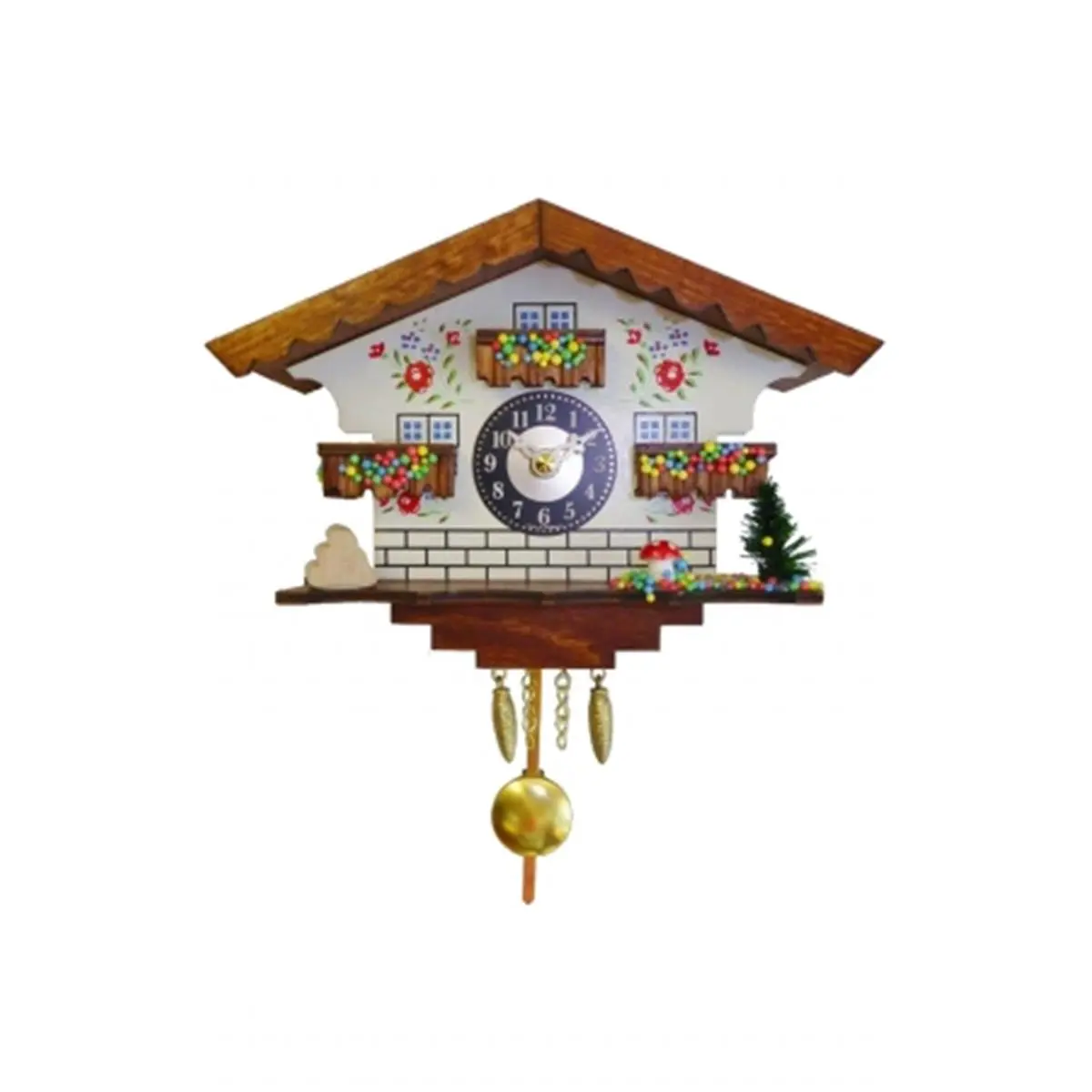 212 MAIN Battery-Operated Mini House-Shaped Analog Clock - Musical Chimes, Bright Display, 3.25 d x 7 w x 3.25 h in., Beads Accent, Small Size, Batteries, Indoor Decor, Accessories, Decoration Items