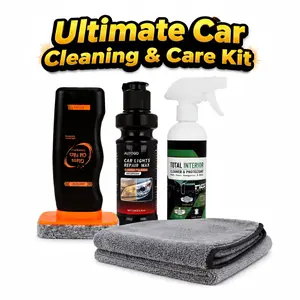 3-Pack Car Restoration Kit - Automotive Headlight Polishing Cream, Interior Stain Remover, Glass Cleaner for Car Washing & Maintenance