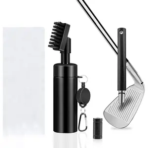 Pro Golf Club Cleaner Brush with Golf Groove Sharpener Tool Suitable for U & V-Grooves Holds 5 Ounces of Water - Golf Club Groove Cleaner with Retractable Clip Golf Accessories for Men/Women