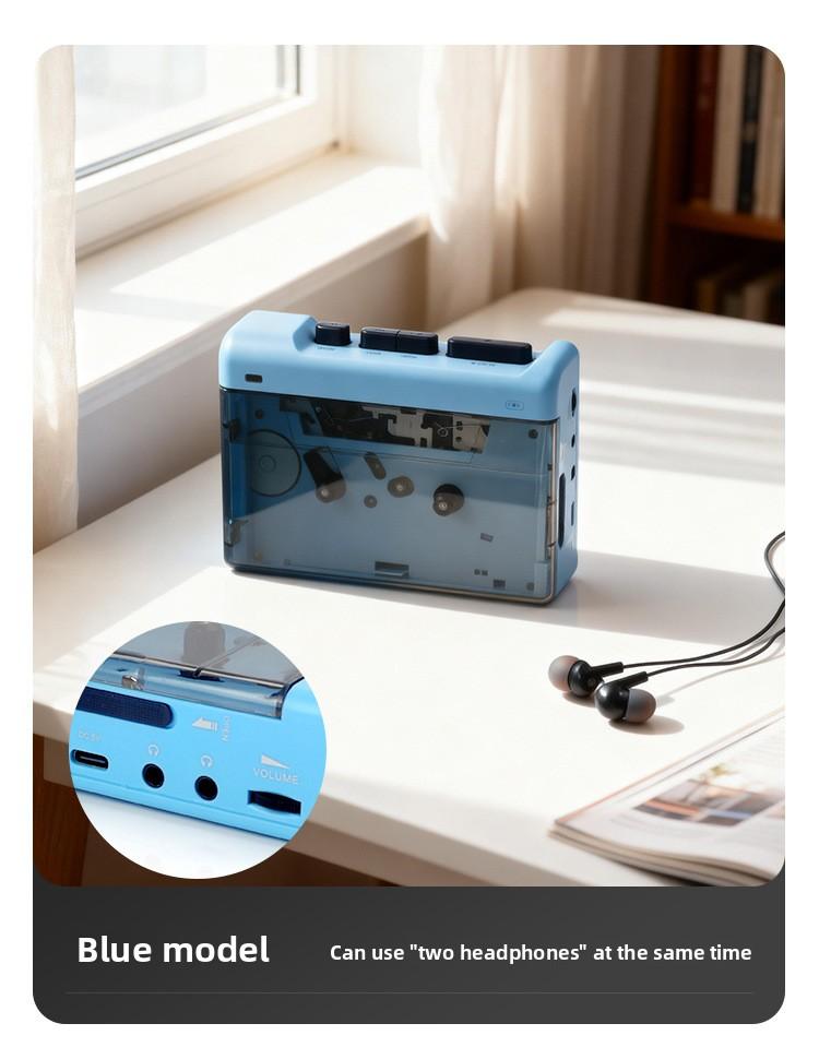 2026 New Model Heavy Bass Effect Cassette Player Nostalgic Dual Headphone Output English Listening Player