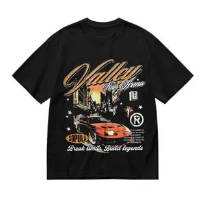 Black Urban Streetwear T-Shirt for Men & Women | Bold Neon City & Retro Graphic Design, Casual Crewneck, Ideal for Street Style & Outdoor Wear