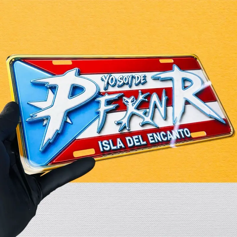 "Yo soy de PfknR" Automotive 12x6 Plate Fit License Plate Cover - Auto Accessories for Car, Vehicle Decoration, Puerto Rico Island Del Encanto Car Exterior Accessory, License Plate Wrap