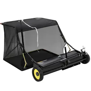 48" / 50" Heavy Duty Tow Behind Lawn Sweeper Leaf Collector Pull Grass Sweeper Large Hopper Adjustable For Lawn, Farm & Garden Maintenance