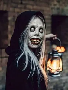 Horror Mask, Halloween Mask, Creepy Scary Smiling Demon Mask, Costume Prop, Perfect for Halloween Party, Carnival Role-Playing Accessories