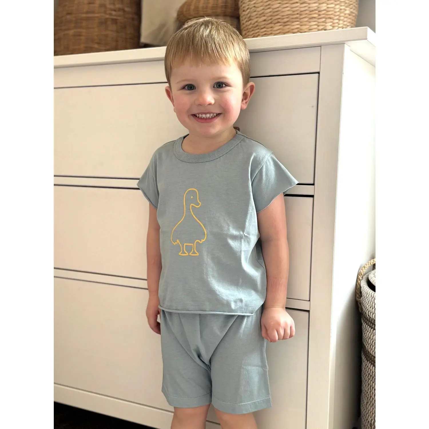 günamüna® Cotton T-shirt & Short Set with DIAPER-ZiP - Quack - 6-9 Months