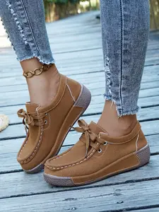 Women's Loafers Classic Stitch Design Breathable Non-Slip Lightweight Casual Shoes Suitable for School and Daily Wear