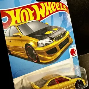 Hot Wheels #45 Honda Civic Si Gold Diecast Car - HW J-Imports #2, HTC41 Long Card, 2024 Collectible Model Toy