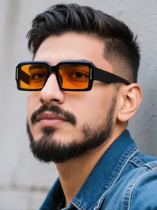 High-Quality Vintage Rectangular Colored Lens Men's Sunglasses, Lightweight Durable Design for Vacation Leisure Fashion Outdoor Parties, Square Frames Sunglasses