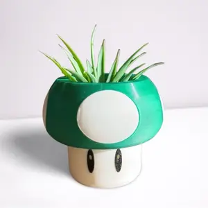 Super Green Mushroom- 3D-Printed Indoor Planter – 3" Height – Eco-Friendly Design