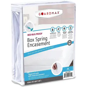 Premium Box Spring Cover - King Size Waterproof and Bed Bug Proof Zippered Box Spring Encasement - 6 Side Absorbent Protects Against Bed Bugs, Dust Mites, Dirt, Spills and Stains