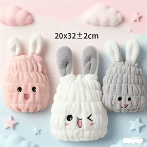 Cartoon Children Dry Hair Cap, Cute Strong Absorbent Fast Drying Thickening, Unisex Baby Adjustable Non-Irritating Bath Hat, Reusable