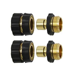 3/4 Inch Garden Hose Fitting Quick Connector Male and Female Set with Extra Rubber Washers, 2 Set