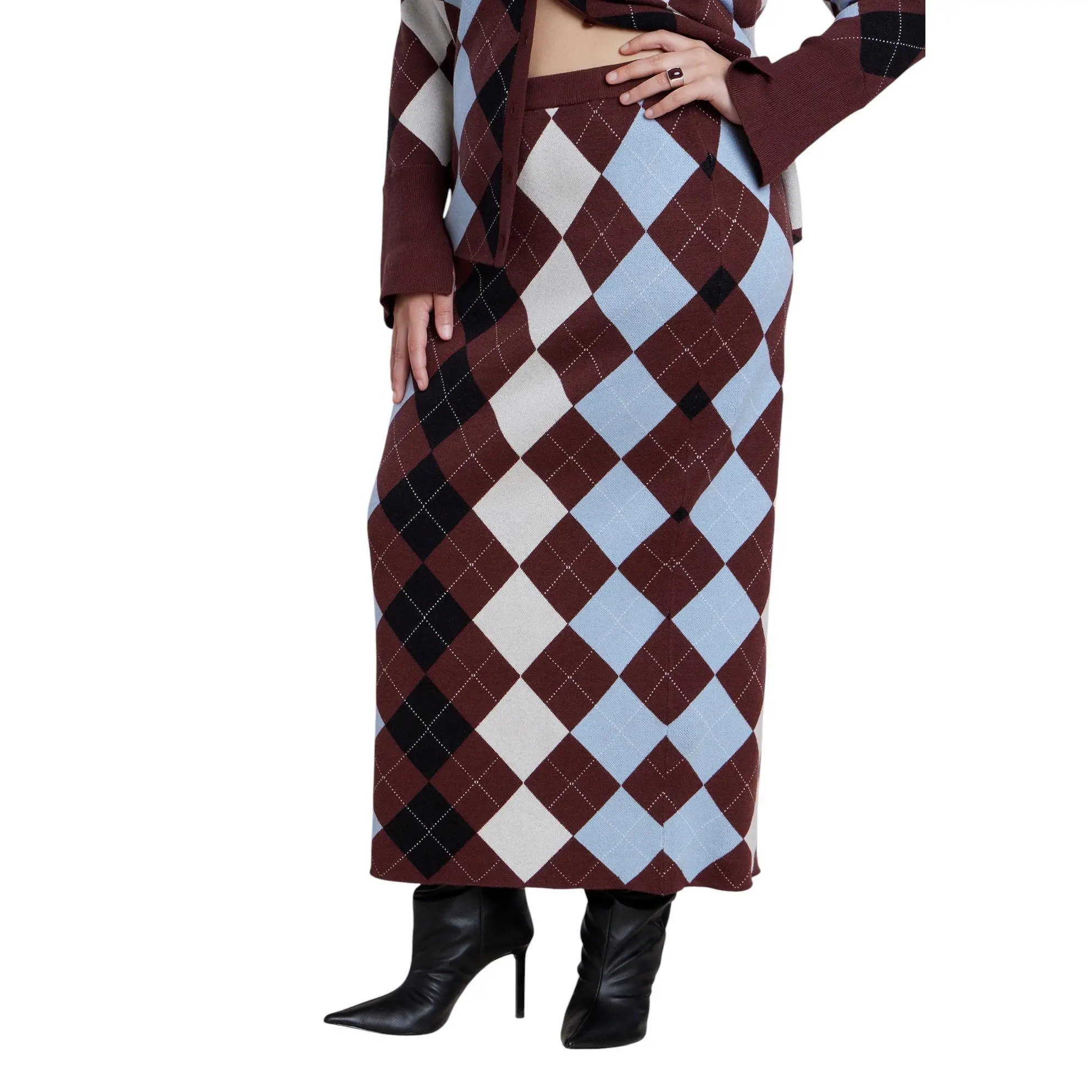 ELOQUII Women's Plus Size Intarsia Sweater Maxi Skirt