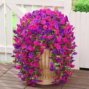 4 pcs Artificial Flowers for Outdoor Decoration,Faux Daisy Flowers for Fall Decor,Realistic Eucalyptus Leaves Silk Mums Fake Plants for Garden Pot,Front Porch,Courtyard,Patio,Lawn