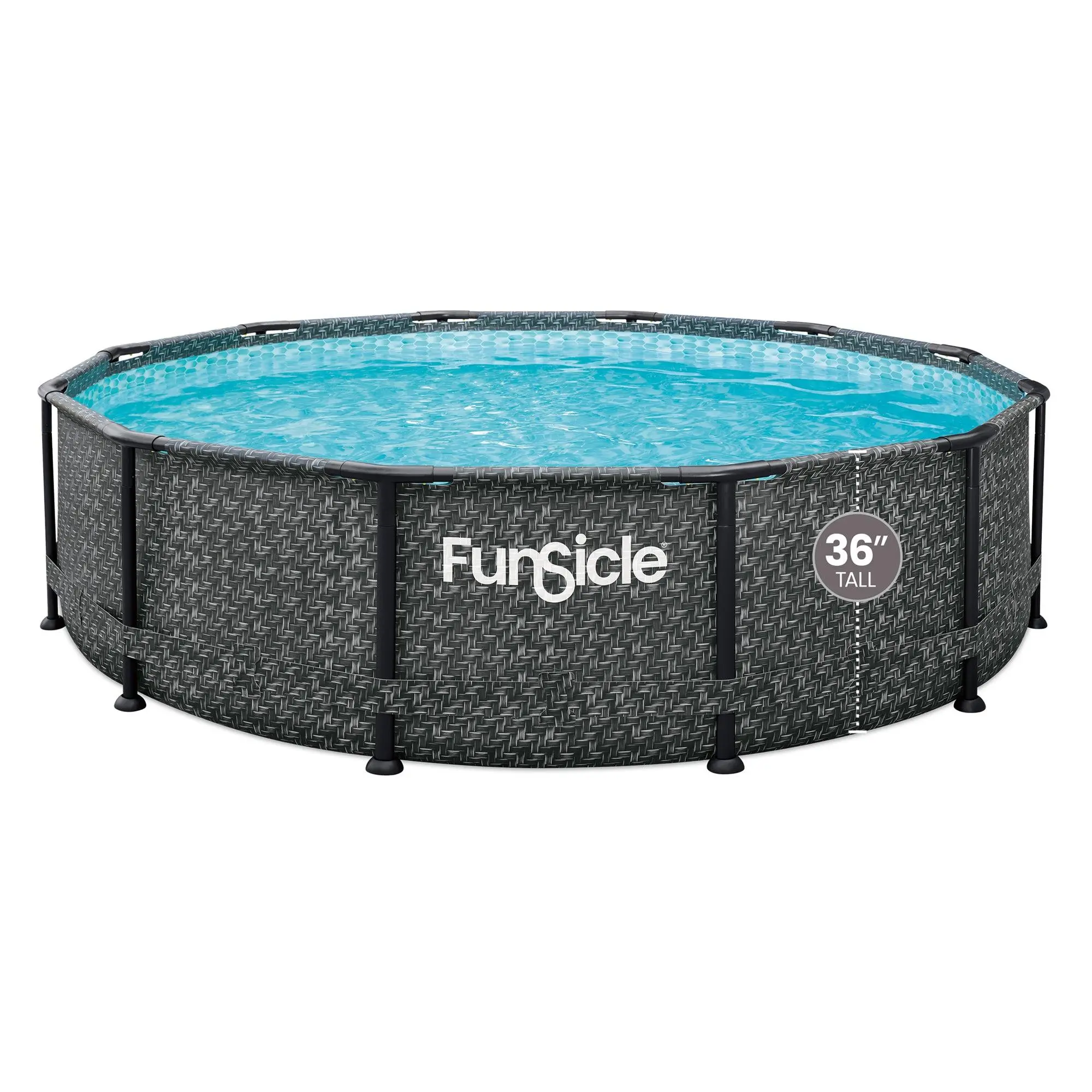 Funsicle 12' x 36" Oasis Designer Round Above Ground Pool, Dark Herringbone Funsicle 12' x 36" Oasis Designer Round Above Ground Pool, Dark Herringbone