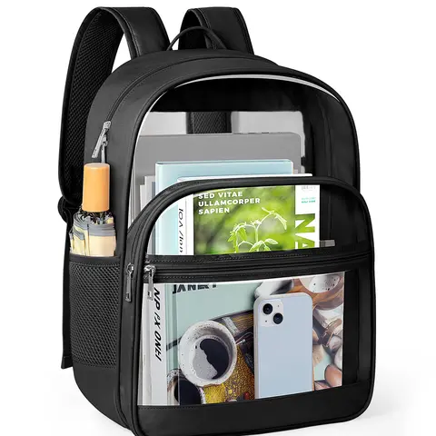 Clear Waterproof Backpack with Adjustable Shoulder Strap Water Resistant Bookbag, Heavy Duty Clear Transparent, Back to School Children's gift, Casual for College, Vacation, Security