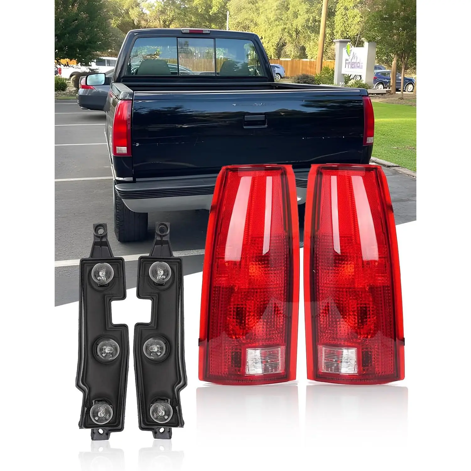 Waterproof Rear Tail Light Assembly for 1988-1999 Chevy GMC Silverado, Sierra, C-Series 1500-3500, Suburban, Tahoe, Blazer, Yukon, Cadillac Escalade - Driver & Passenger Side Circuit Boards, Bulbs Included Truck Tail Light, Rear Lights, Polycarbonate
