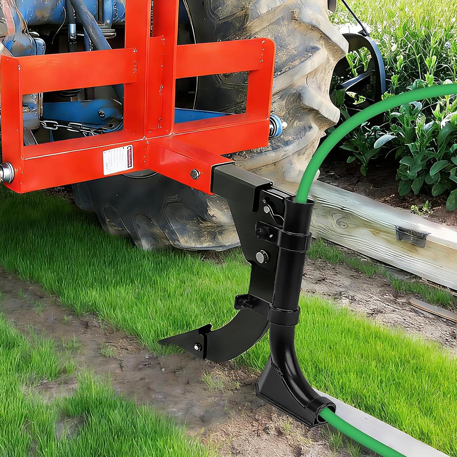 Pipe Layer Attachment Fits Hitch Mounted Ripper Trencher Accessories, Flexible Pipe Laying Tool for 3-Point Lawn Ripper Hitch Lawn Subsoiler for ATV UTV Tractor, Locking Structure Max Dia 1.18''