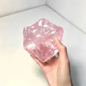 Sensory Calming Anxiety Relief Toy, Stress Relief Squeeze Fidget Toy for Adults & Kids, Super Soft Stretchable Bubble Squish Ball, 7cm Clear Pink TPR Maltose Cheese Squishy Toy, Perfect for Hobby Collection, Office Home Park Decompression Play Gift