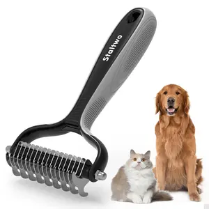Deshedding Dog Brush for Shedding - 2-in-1 Professional Undercoat Rake and Furminator for Dogs | Shedding Control for Long-Haired Dogs and Cats, Deshedding Tool, Knot Removal,Orange