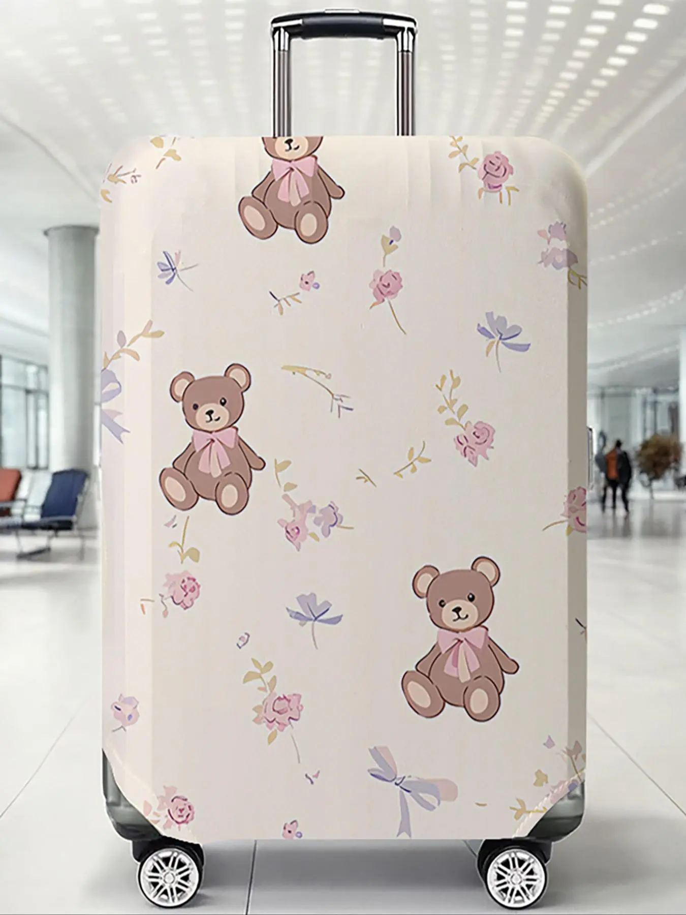 Random Color Bear Pattern Luggage Protector, Casual Dust-proof Travel Accessories, Elastic Luggage Cover for Women & Men, Travel Essentials Carryall, Protective Covers, Durable Travel Accessory, Traveling Essentials