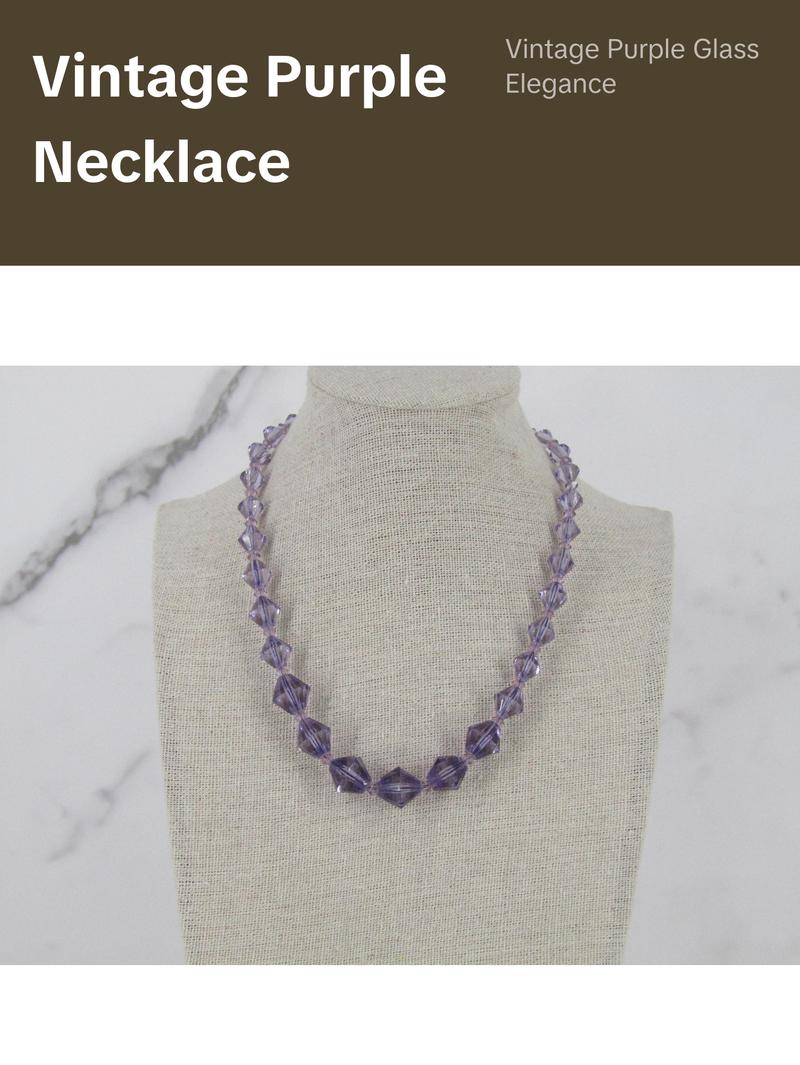 Purple Glass Bead Vintage Necklace