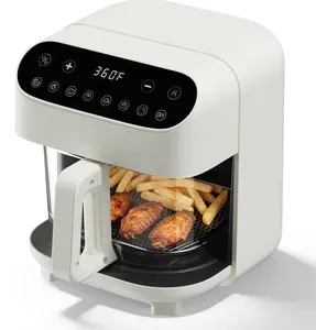 Kismile 5-Quart Non-Toxic Glass Air Fryer with Visible Fry Bowl