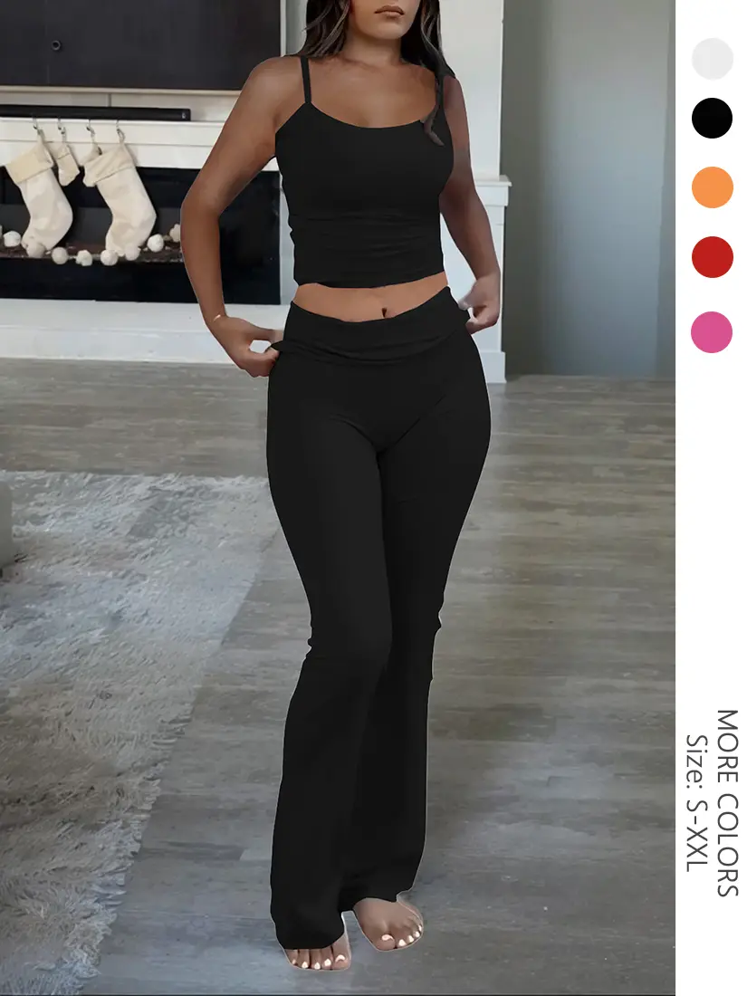 USBOUTIQUECHIC Strapless Women's 2-Piece Crop Top & Pants Matching Set, 350GSM Milk Silk Comfortable Lounge Wear, Summer Casual Womenswear Suits Outfit