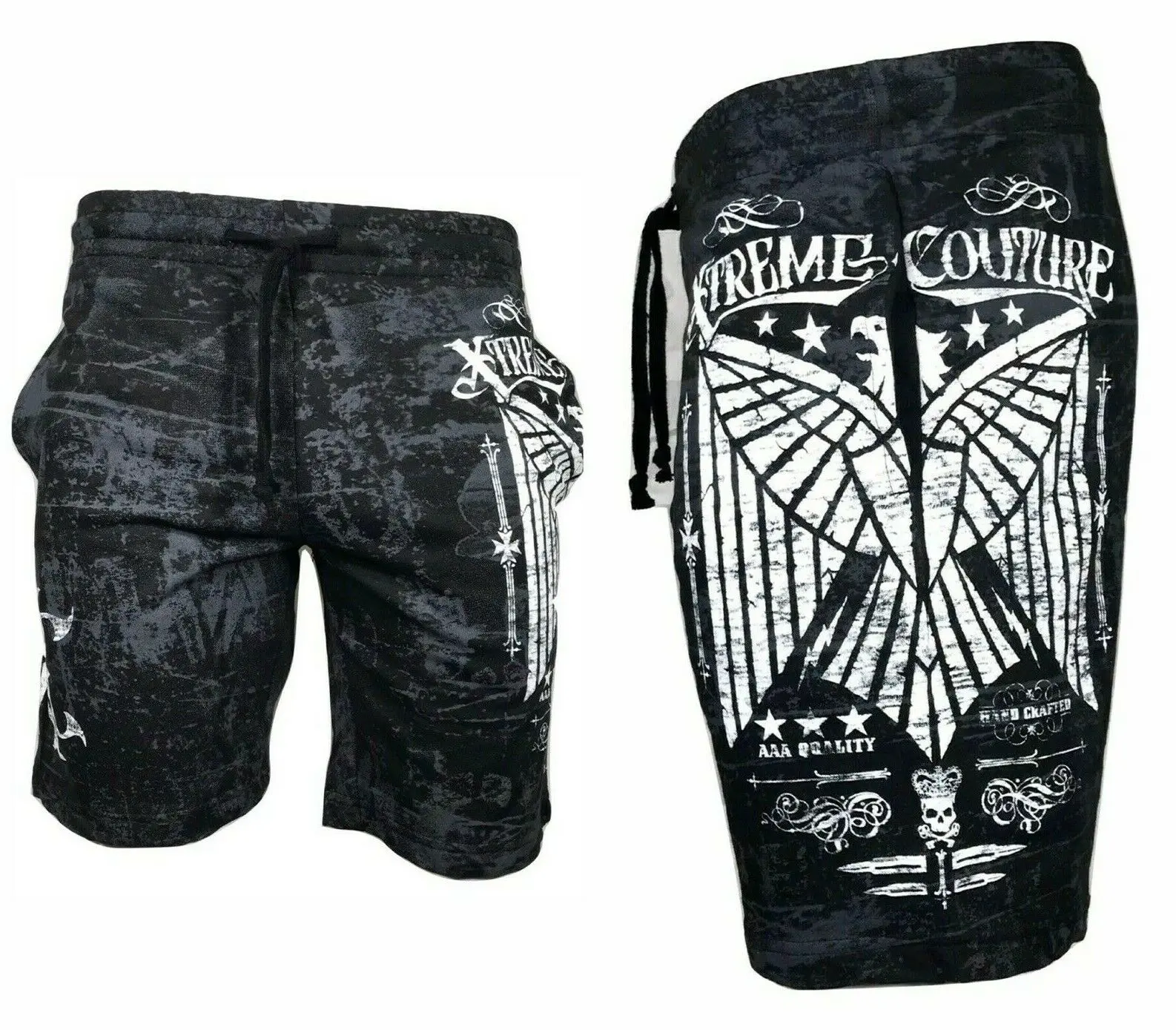 XTREME COUTURE AFFLICTION Men's Casual Cotton Graphic Athletic Shorts - CONNECT Fighter MMA Mensfashion Bottoms, S-5XL