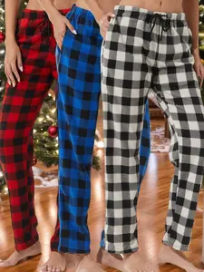 Women's Plaid Print Drawstring Waist Pajama Pants, Casual Comfy Pocket Design Trousers for Fall & Winter, Ladies Sleepwear for Indoor Wear, Sleepwear Loungewear, Pajamas for Adults