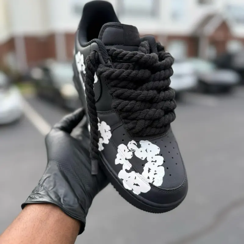 DG CUSTOMZ Men's Black Denim Tears- streetwear