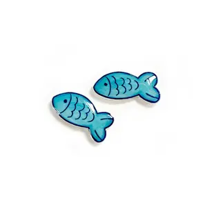Cute Blue Fish Stud Earrings