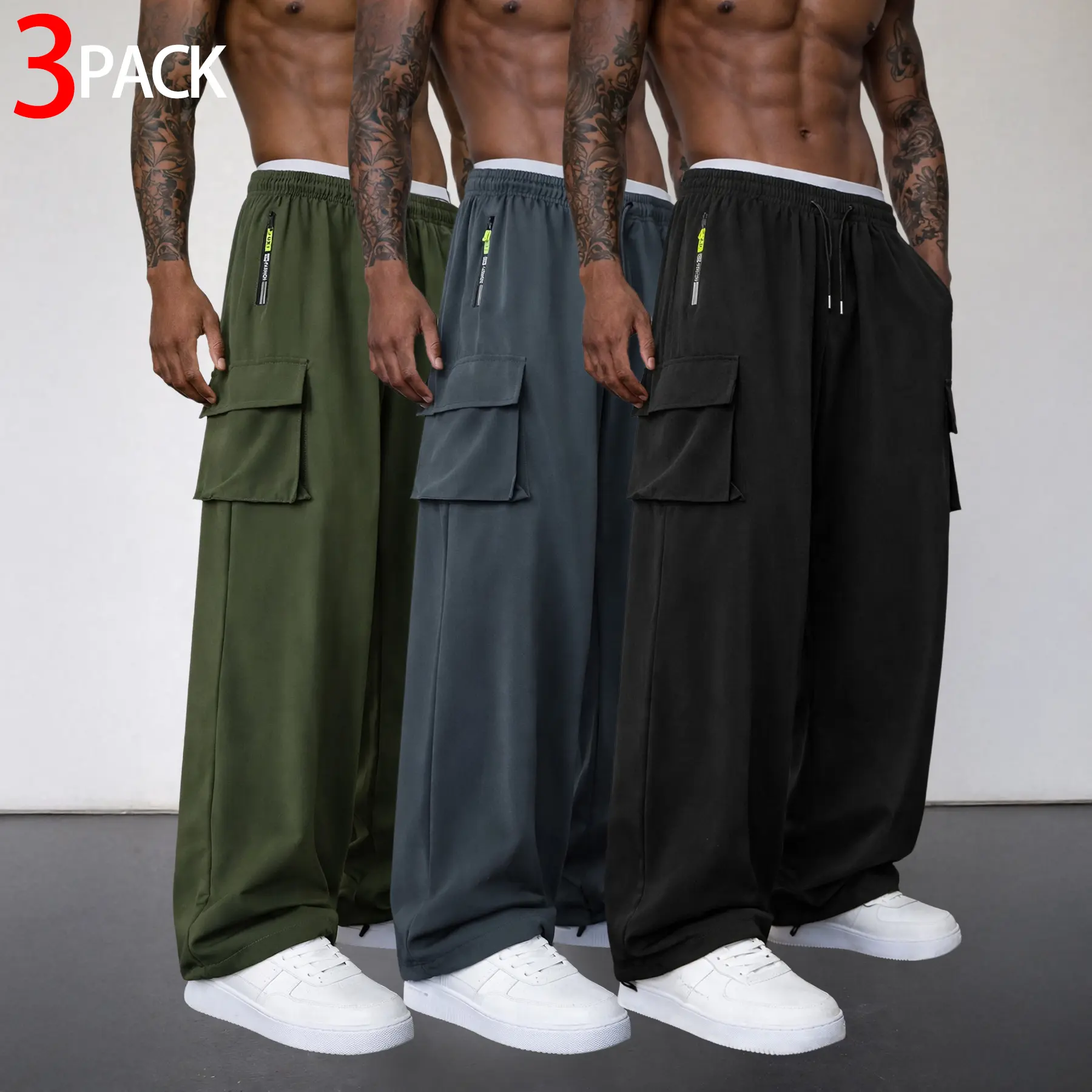 Black + Dark Gray + Army Green