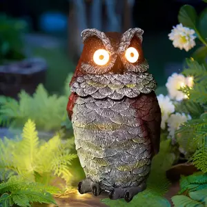 Creative Resin Animal Owl Solar Light Craft Carving Home Decor Outdoor, Perfect for Garden Party Gatherings