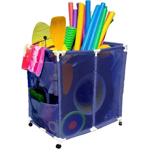 Pool Storage Organizer Mesh Rolling Pool Equipment Bin, Large (35" W x 25.4" L x 37.5" H) Style PB-L300