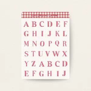 Red Gingham Letter Sticker Sheet