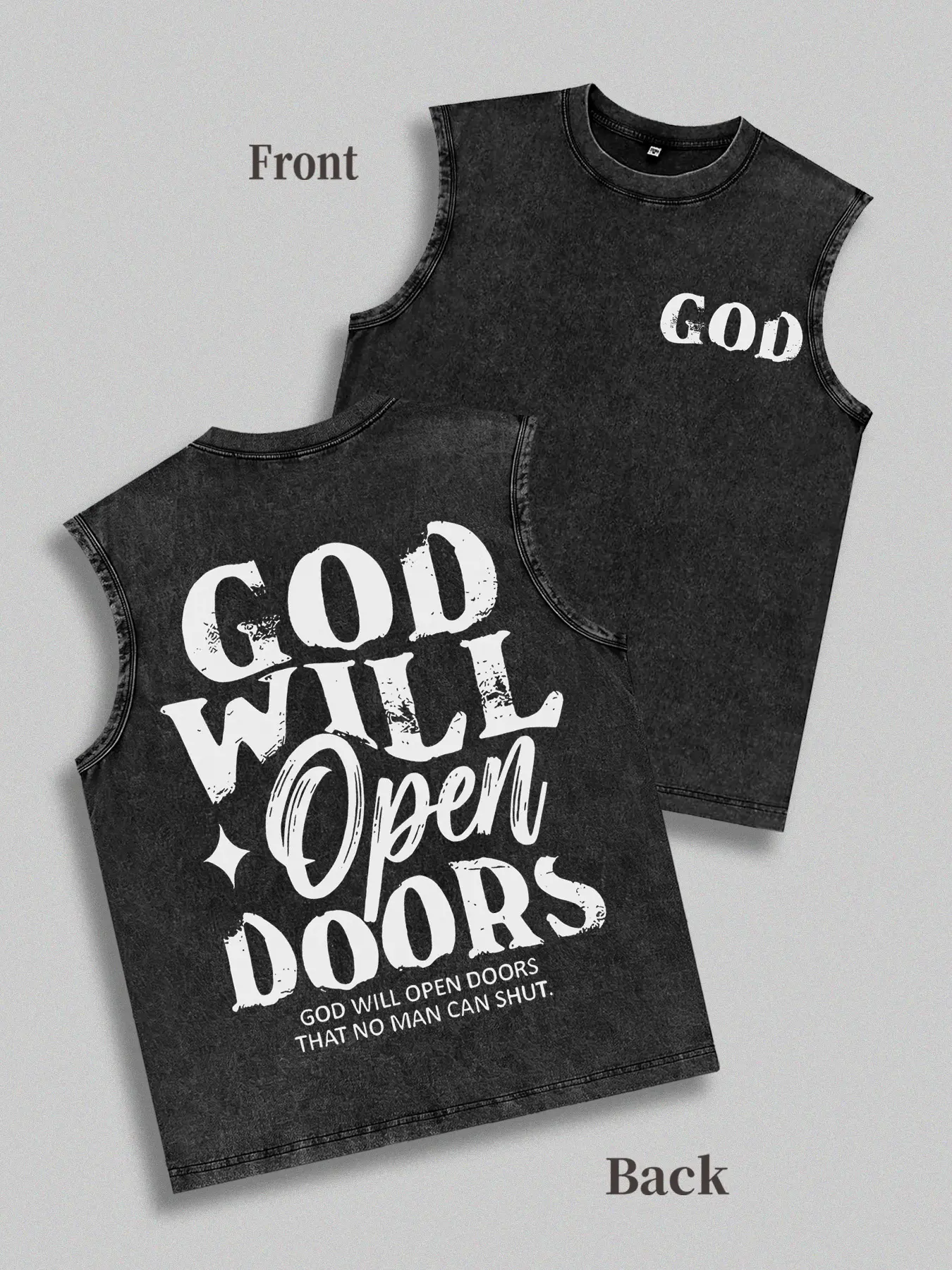 Christian belief "God Will Open Doors" themed vest, GOD WILL Open Doors THAN NO MAN CAN SHUT. The Christian belief meaning of "God has prepared the way for you, no one can stop" is how to dress