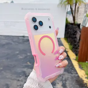 Laser Color Changing Magnetic Protective Phone Case, Full Coverage Anti-Drop Shockproof, Fits iPhone 17/16/15/14/13 Series, Perfect Gift, Accessories