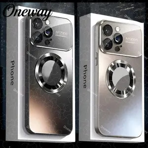 Luxury Matte Titanium Metallic Case, New Arrival, Compatible with iPhone 17, 16, 15, 14, 13, 12 Pro Max & Plus, with Glass Camera Lens Protector, Magsafe, Anti-Slip Protective Case